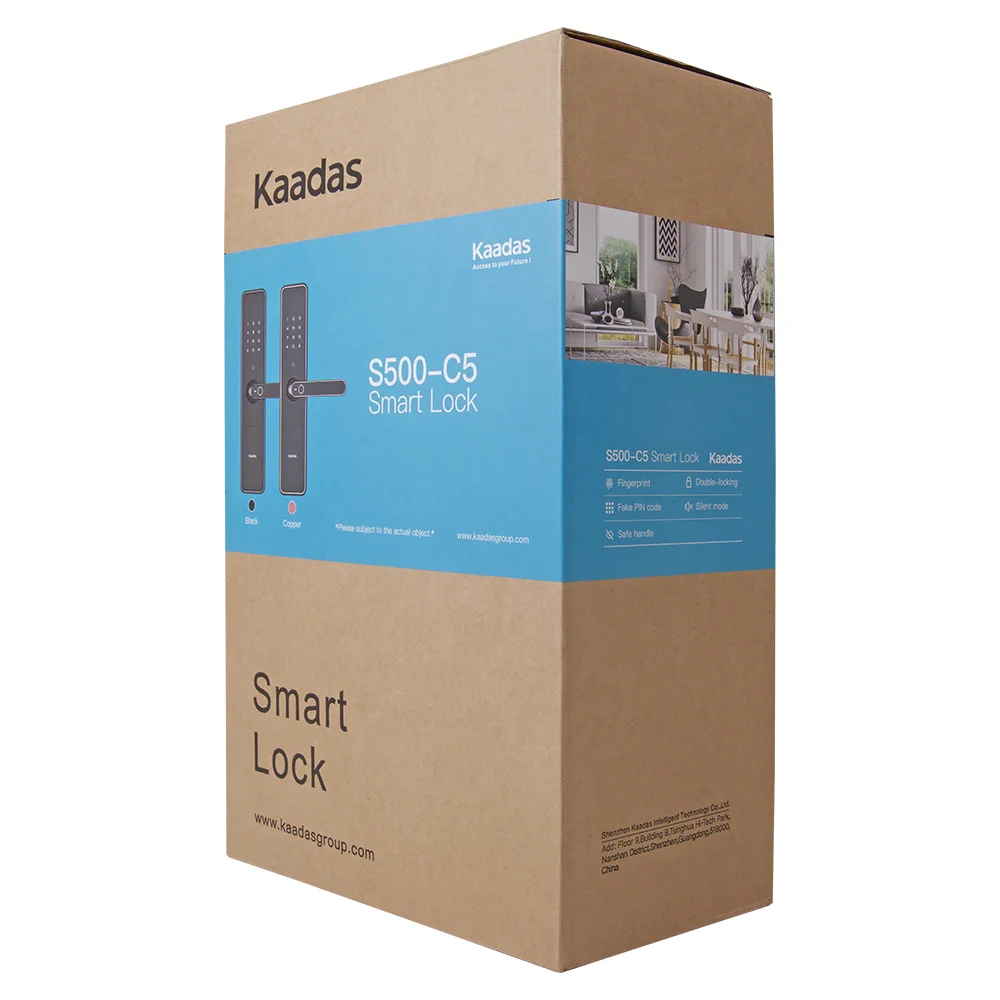Замок врезной электронный с ручкой Kaadas S500-5W с отпечатком пальца — изображение 2